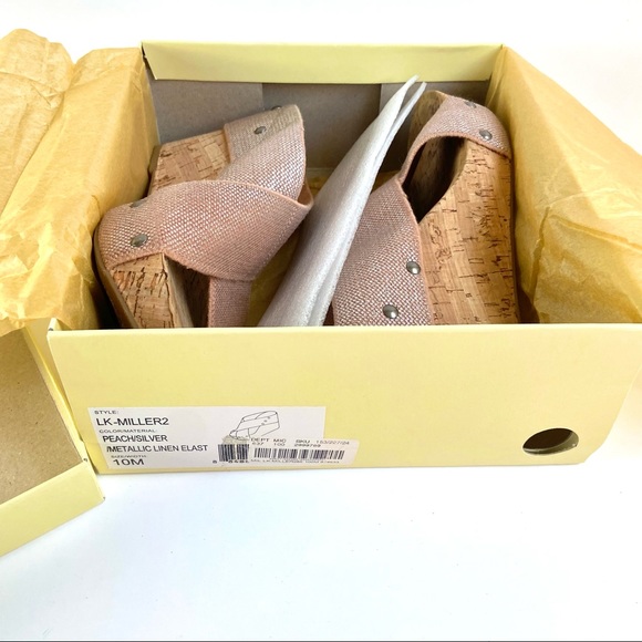 ⚡️Host Pick⚡️Lucky Brand Miller 2 Cork Platform Wedge Sandals in Metallic Peach - Picture 11 of 16